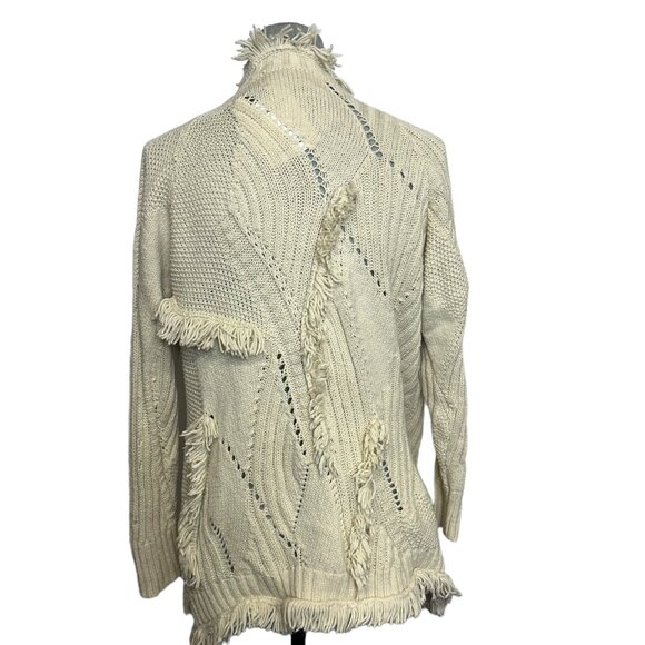 Rosie Neira Anthropologie Shaggy Knit Women's Cardigan Sweater Cream - Size Smal - Picture 2 of 7